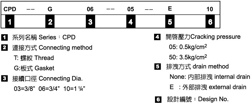 引導止逆閥－形式記號說明